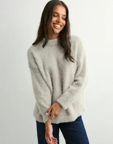 Pieces Pieces - Beige - Pcovy Ls Mock Neck Knit Pwp Bc