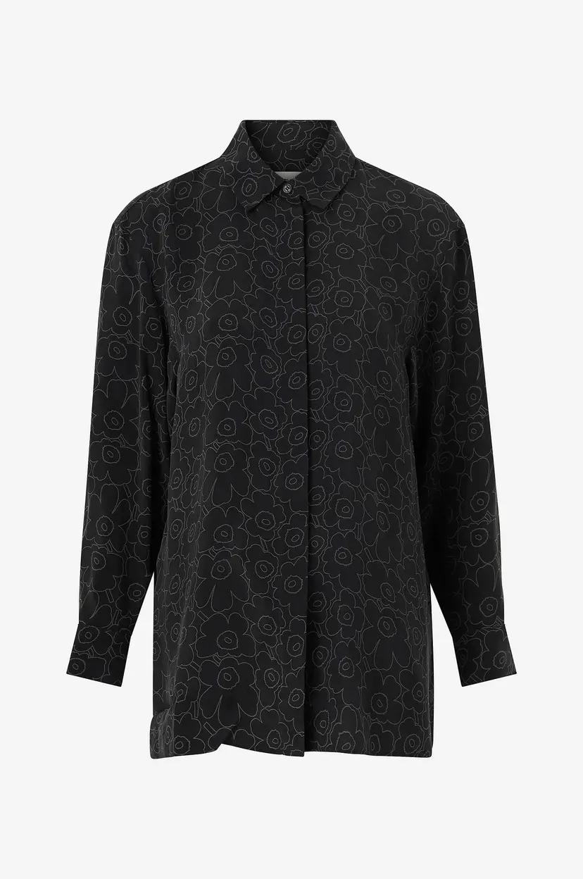Marimekko Skjorte Runsas Piirto Unikko - Svart