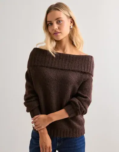 ONLY Only - Brun - Onlshine Ls Off Shoulder Cc Knt