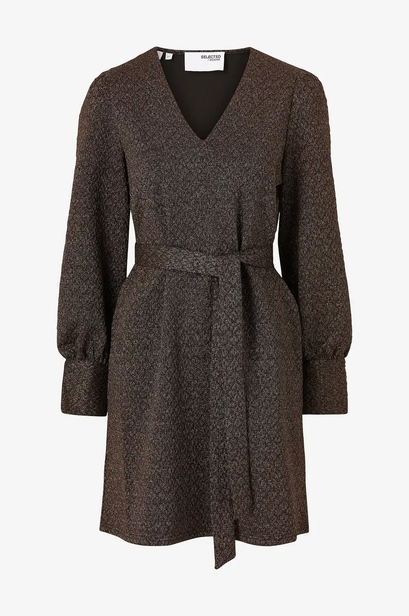 Selected Women Kjole slfAgnethe Glitter Short Jaquard Dress - Svart