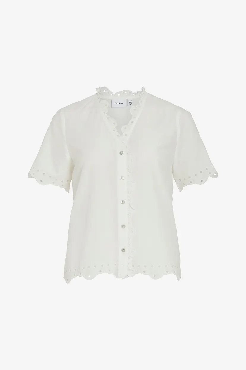 Vila Bluse viAnglassi S/S Frill - Hvit