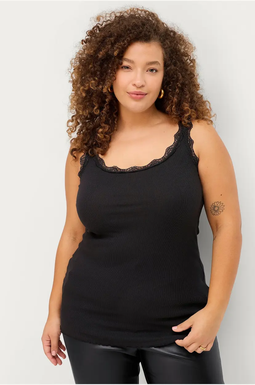 Zizzi Singlet mLive S/L Top 2-pakning - Svart
