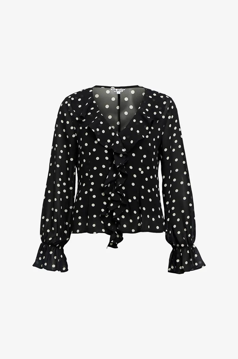 Object Collectors Item Bluse objGina L/S RE - Svart