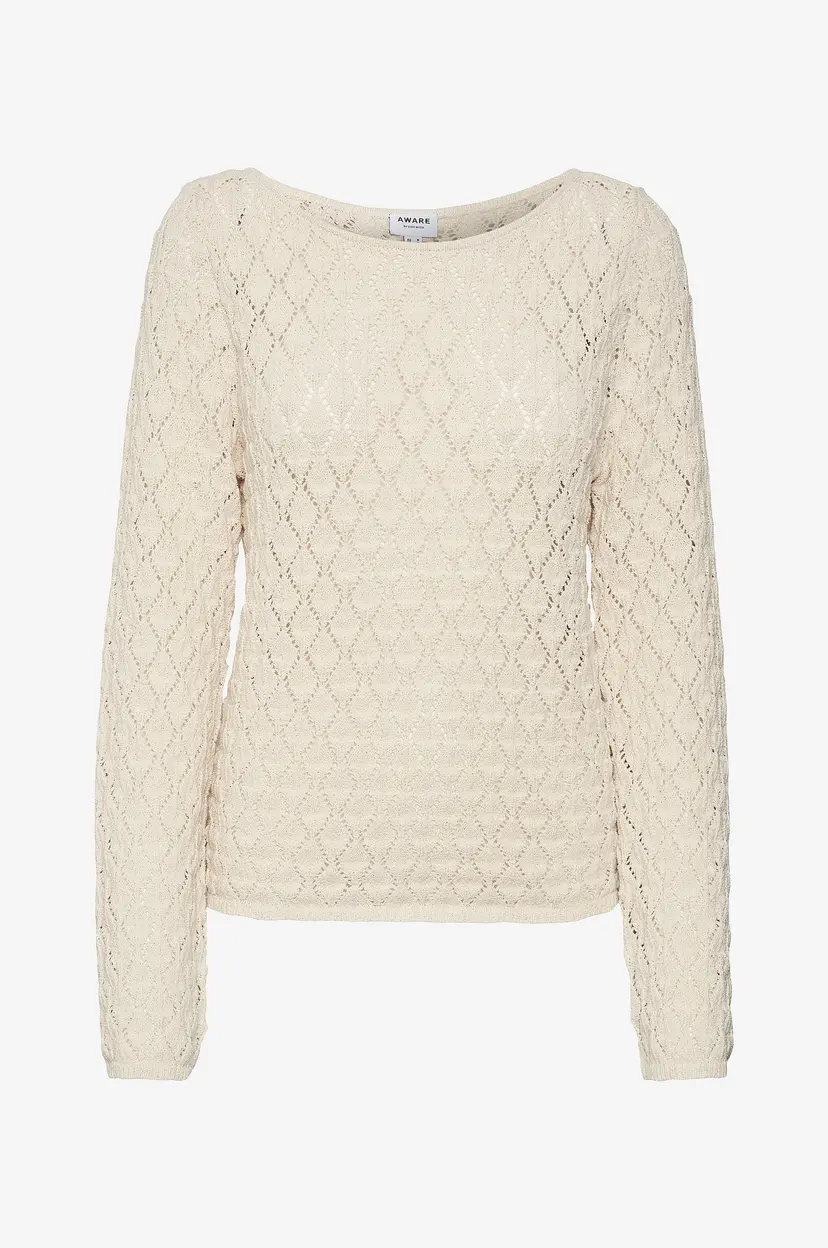 Vero Moda Genser vmEvelyn LS Crochet Top - Beige