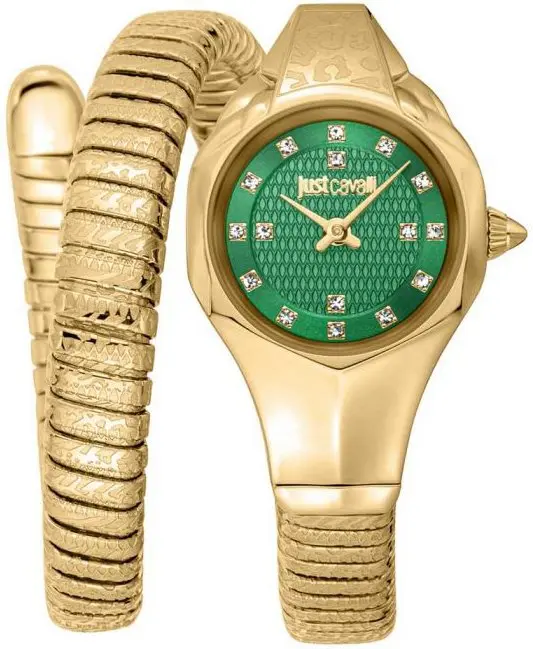 Just Cavalli Just Cavalli Dameklokke JC1L270M0035 Signature Grønn/Gulltonet stål