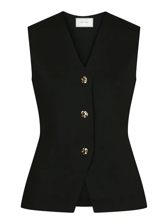 Neo Noir Neo Noir - Sway Smooth Knit Waistcoat - Black