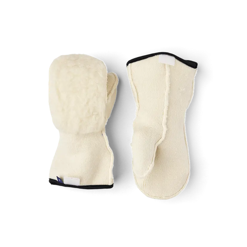 Hestra Innervott i ull «Fjellvotten Wool Terry/Pile Jr Liner» Offwhite