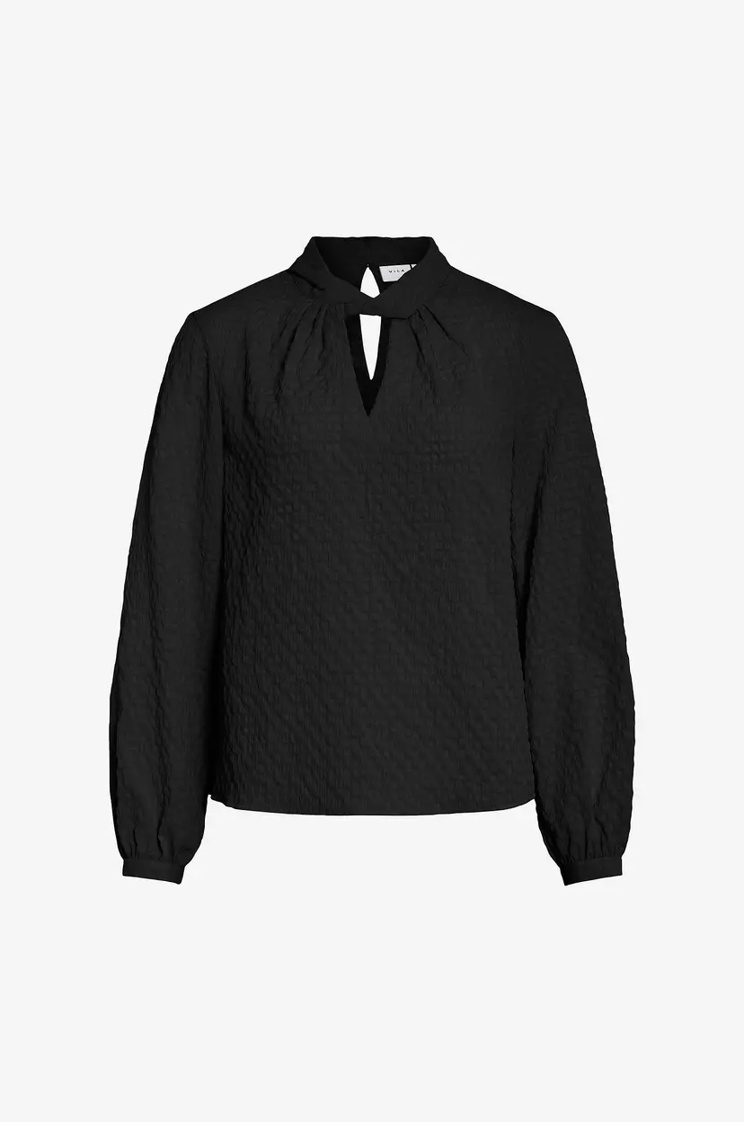 Vila Bluse viVeama L/S High Neck Top/pb - Svart