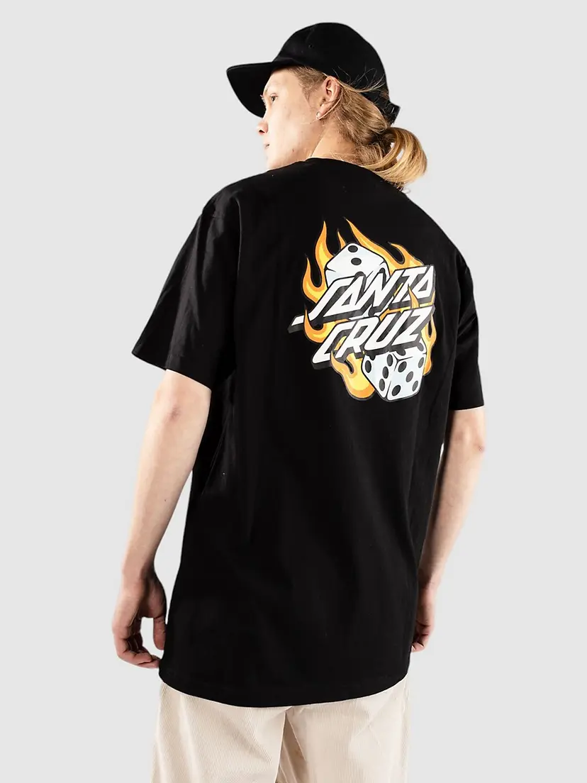 Santa Cruz Santa Cruz Flaming Dice Dot Chest T-skjorte svart