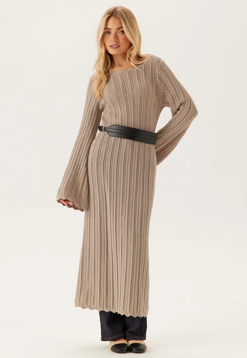 Bubbleroom Boat Neck Structure Knitted Dress