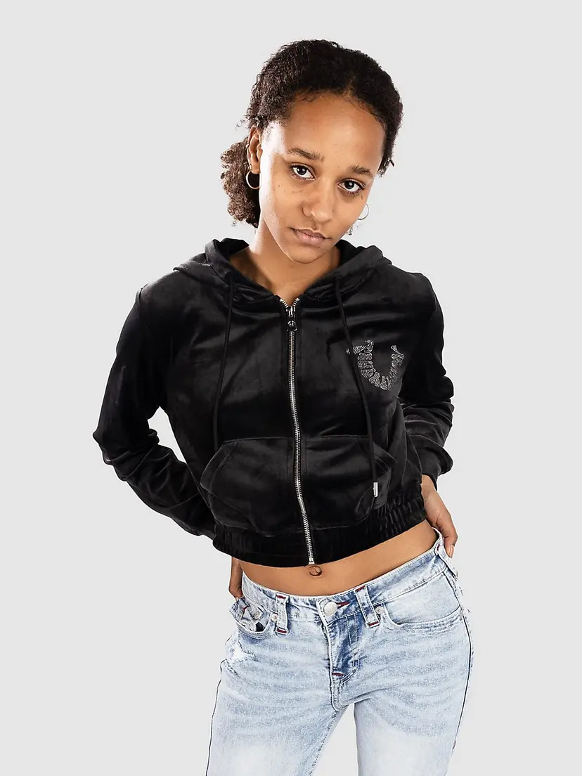True Religion True Religion Crystal Velour Hettegenser med glidelås svart