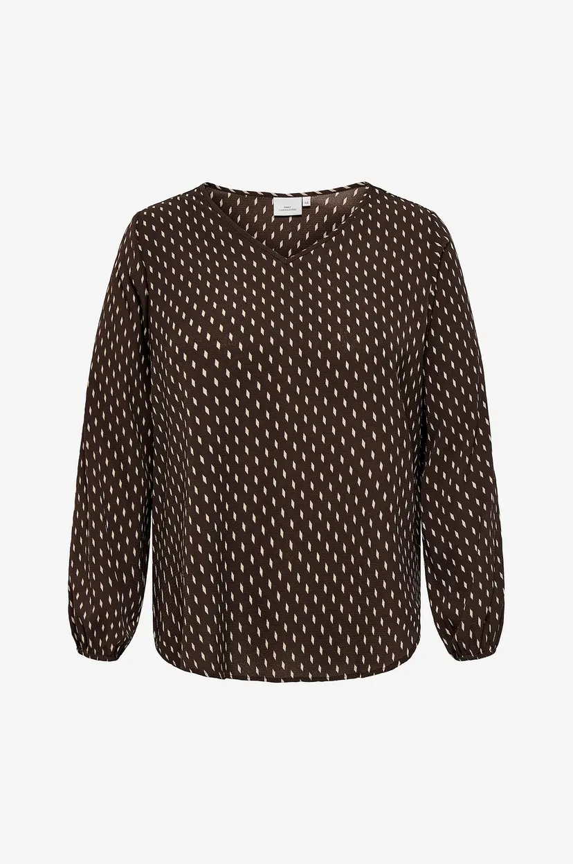 Only Carmakoma Bluse carVica Life L/S V-neck Wvn - Brun