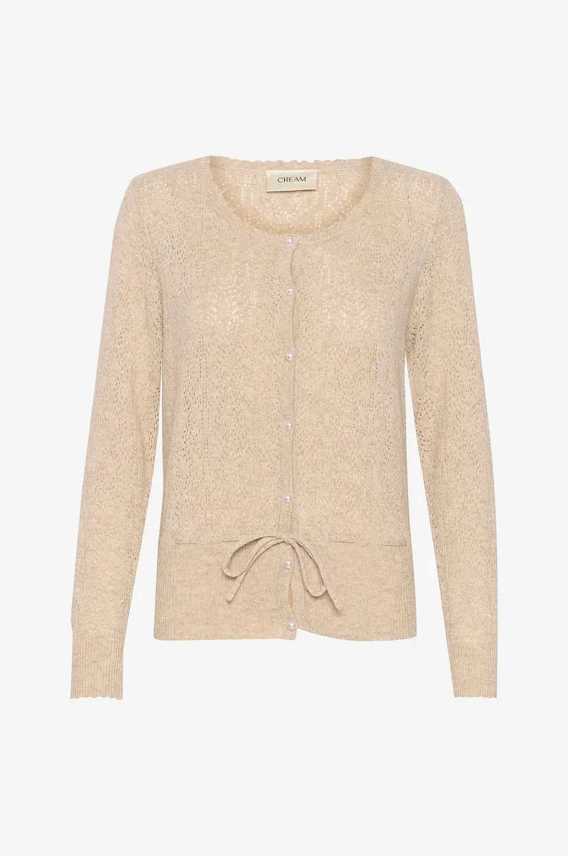 Cream Kardigan ceSaje Knit Blouse - Beige