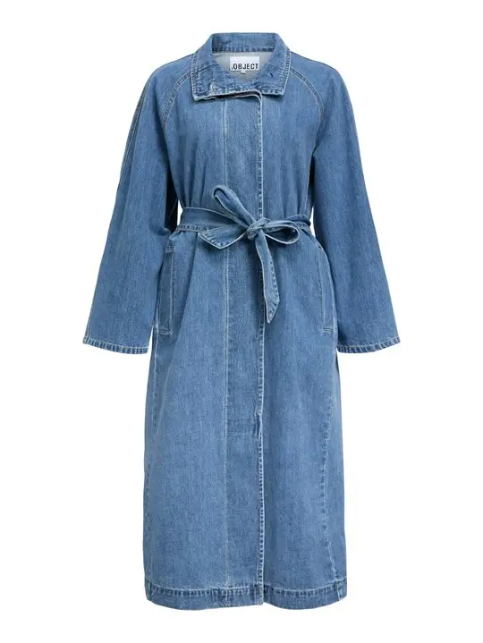 Object Object - Trinna Ls Denim Trenchcoat - Medium Blue Denim