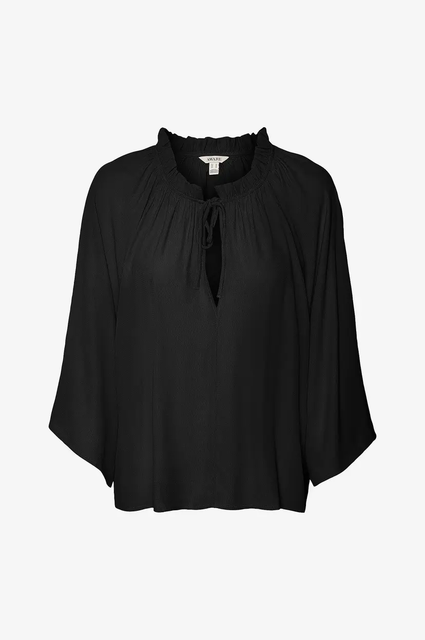 Vero Moda Bluse vmJanni 3/4 Tie Neck Top - Svart