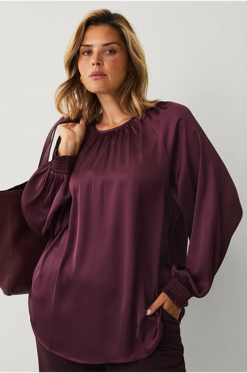 Ellos Plus collection Bluse i sateng - Rød
