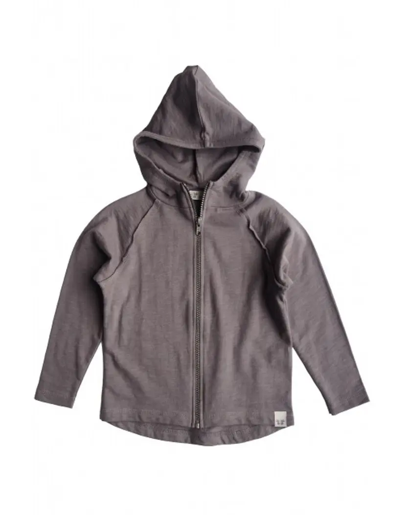 By Hertiage ZIGGY Hoodjakke i økologisk bomull - Warm Grey (110/116)