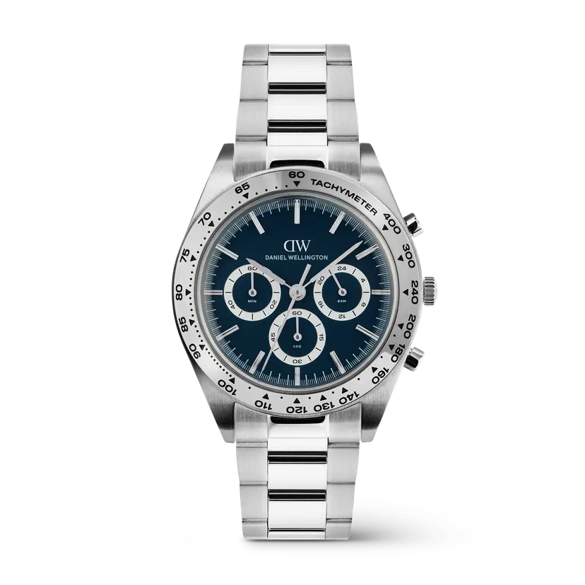 Daniel Wellington Silver 42mm Watch Iconic Tachymeter 3-link Arctic | DW