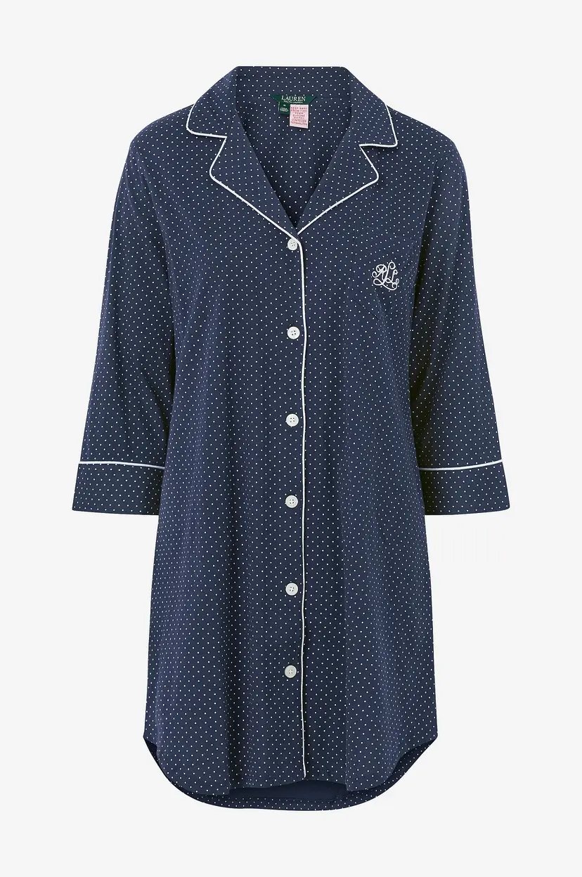 Lauren Ralph Lauren Nattskjorte LRL Heritage 3/4 Sl Classic Notch PJ Set - Blå