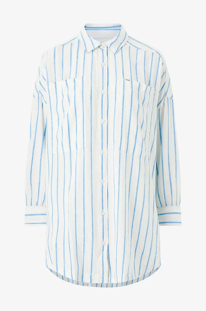 Lee Kjole i lin Relaxed Shirt Dress - Hvit