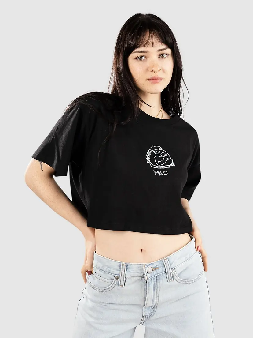 Vans Vans Grinning Face Relax Crop T-skjorte svart
