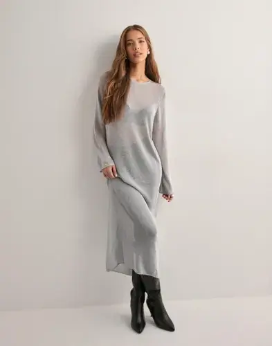 Vero Moda Vero Moda - Sølv - Vmnova Ls O-Neck 7/8 Knit Dress Vma