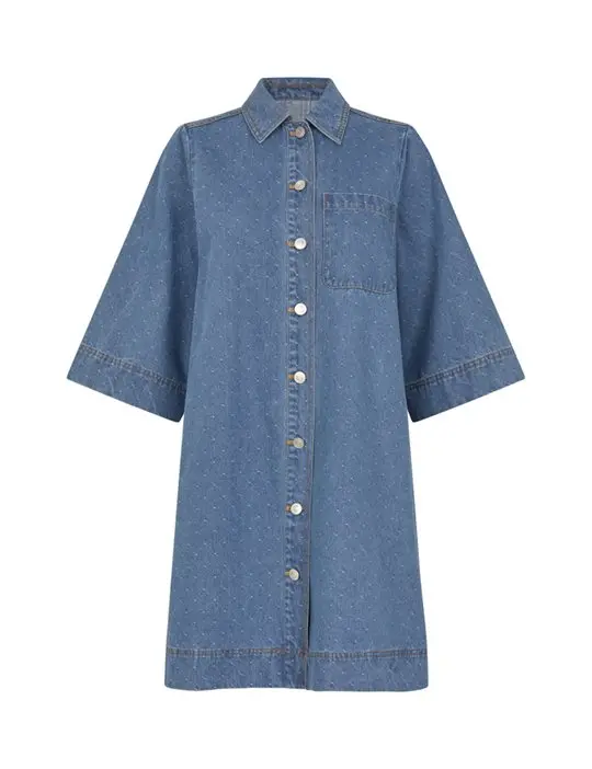Global Funk Global F - Mera Dress - Midt Blue Dot