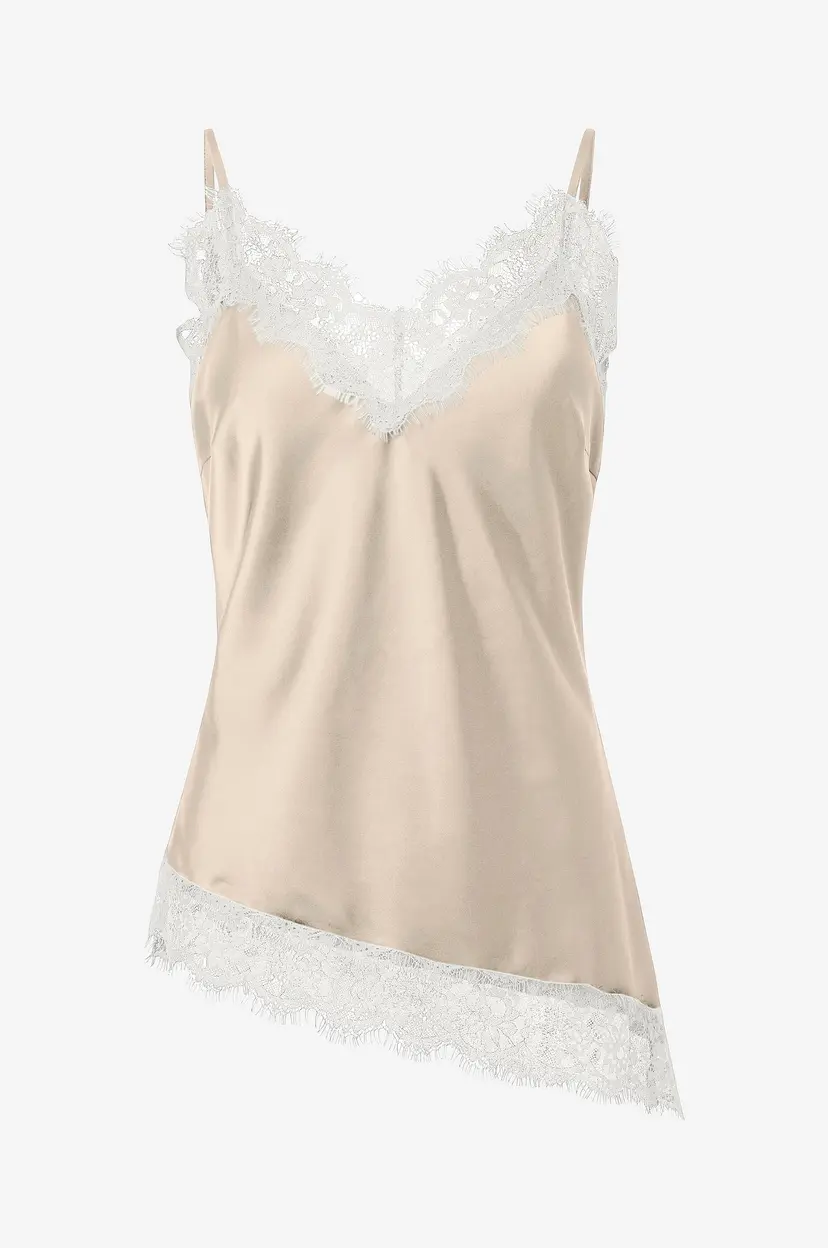 Pieces Topp pcJessa Singlet W/lace Wvn BC - Beige