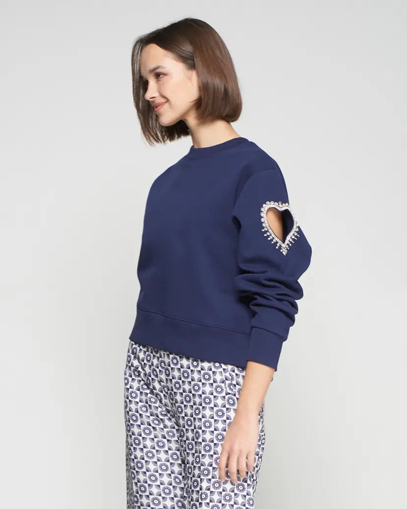 VilaGallo VilaGallo CORAZON EMB BRILLANTE Blue Sweatshirt