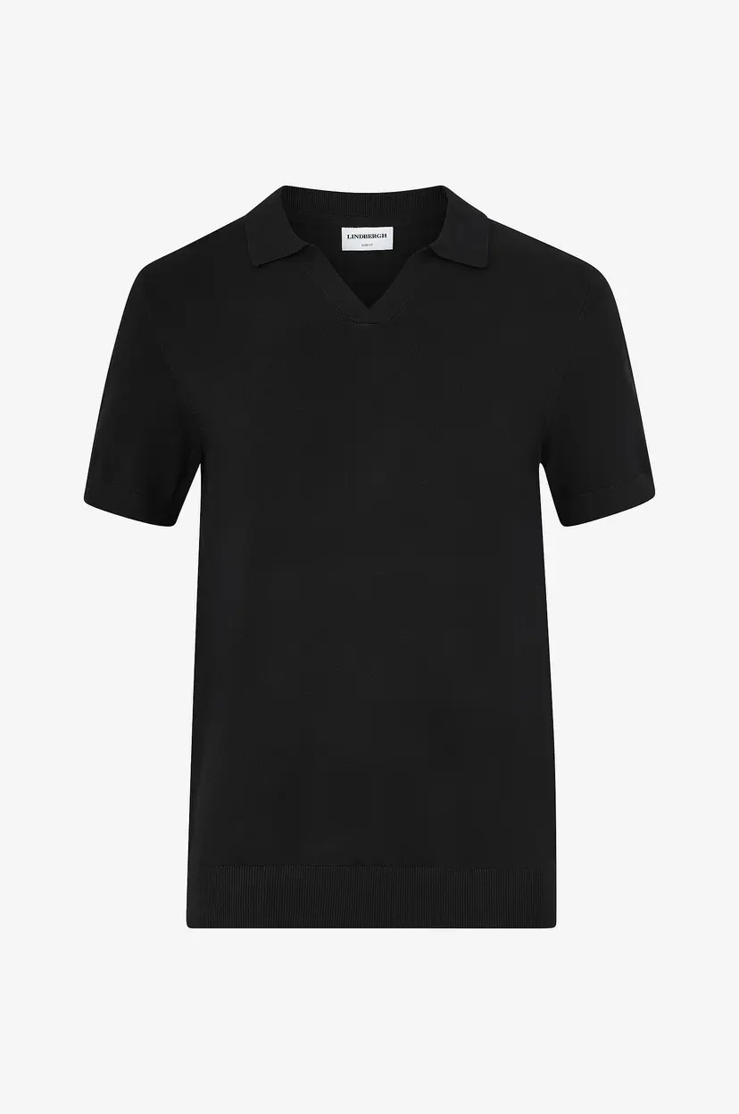 Lindbergh Pologenser Ecovero S/s V-neck Polo - Svart