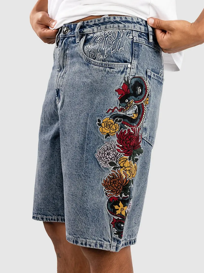 Ninth Hall Ninth Hall Waylay w Embroidery Shorts blå