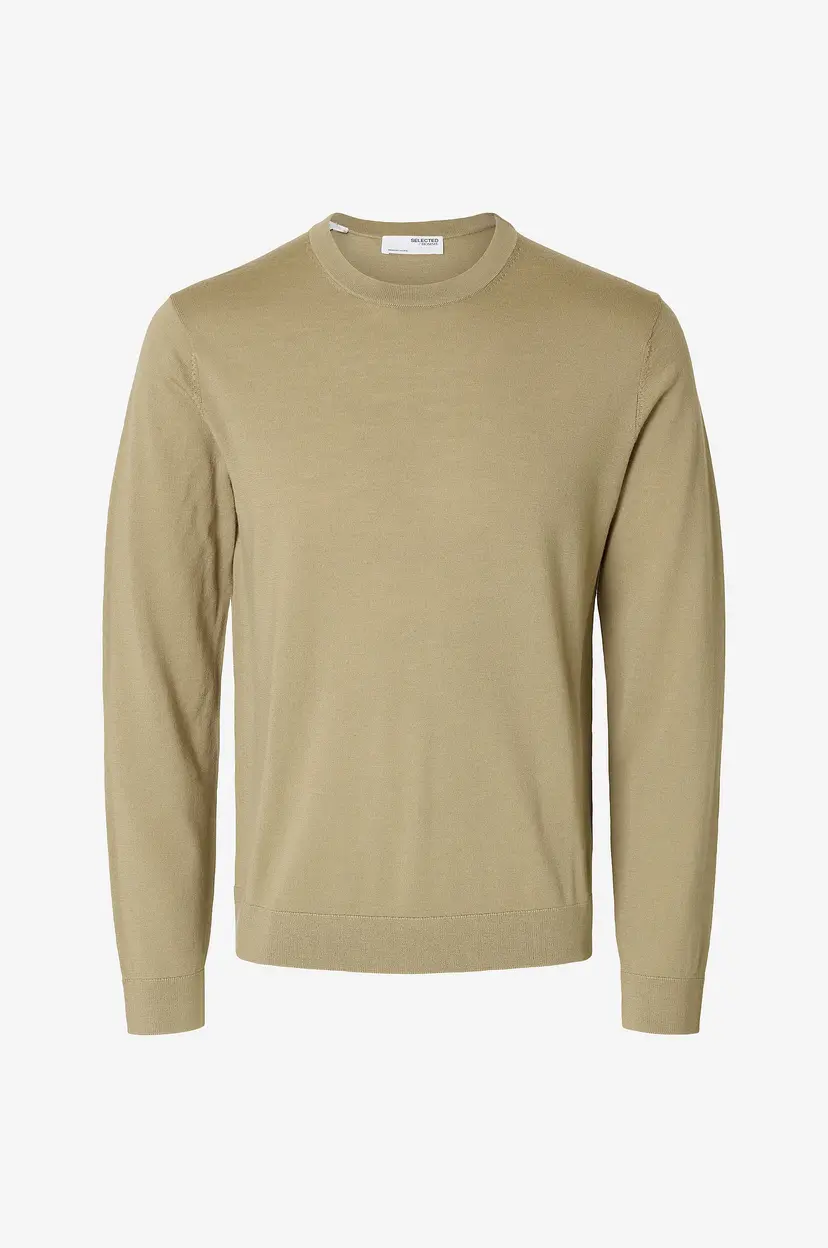Selected Men Genser slhTray LS Knit Merino Crew Neck - Grønn