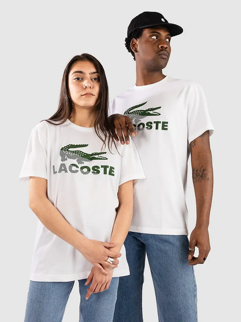 Lacoste Lacoste Regular Fit Printed Cotton T-skjorte hvit