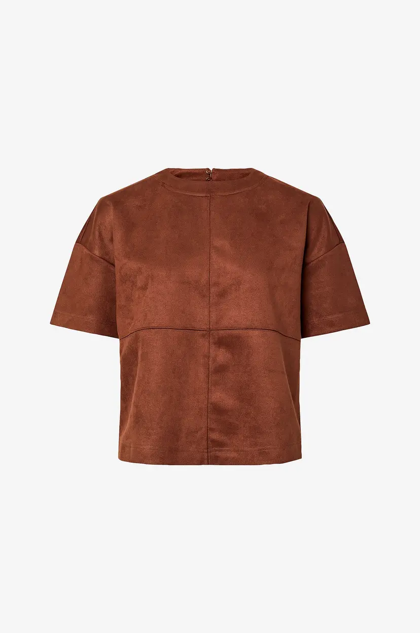 Pieces Topp pcGertu SS Boxy Tee - Brun