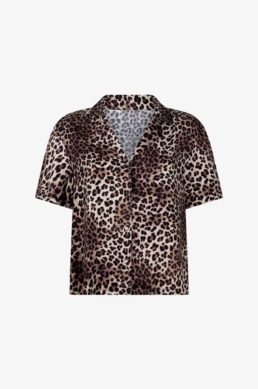 Hunkemöller Bluse SS Vis Satin Leo - Brun