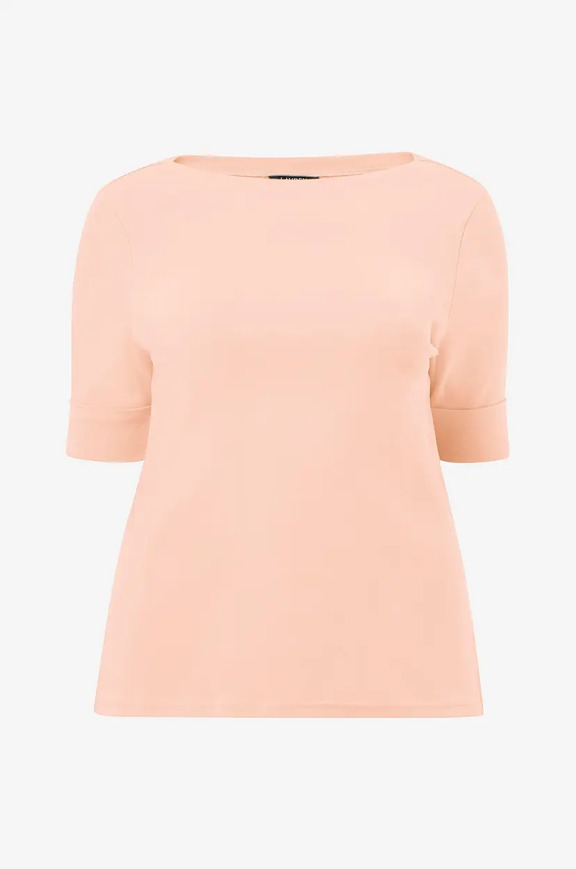 Lauren Ralph Lauren Curve Topp Elb Slv Bt Nk Top - Rosa