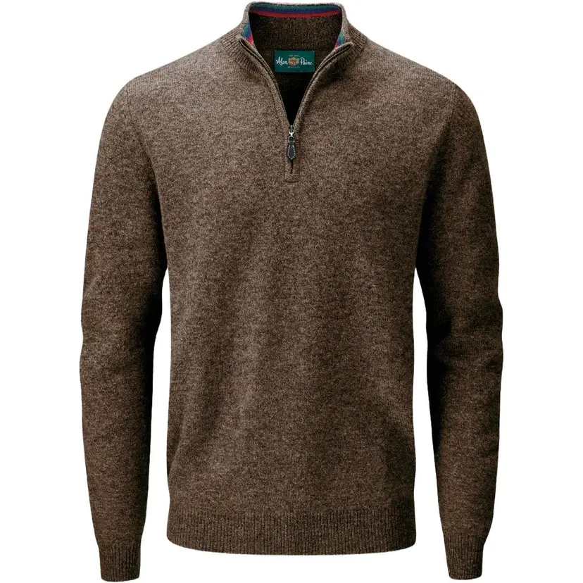 Alan Paine Alan Paine M's Streetly 1/2 Zip Mock Neck Cocoa