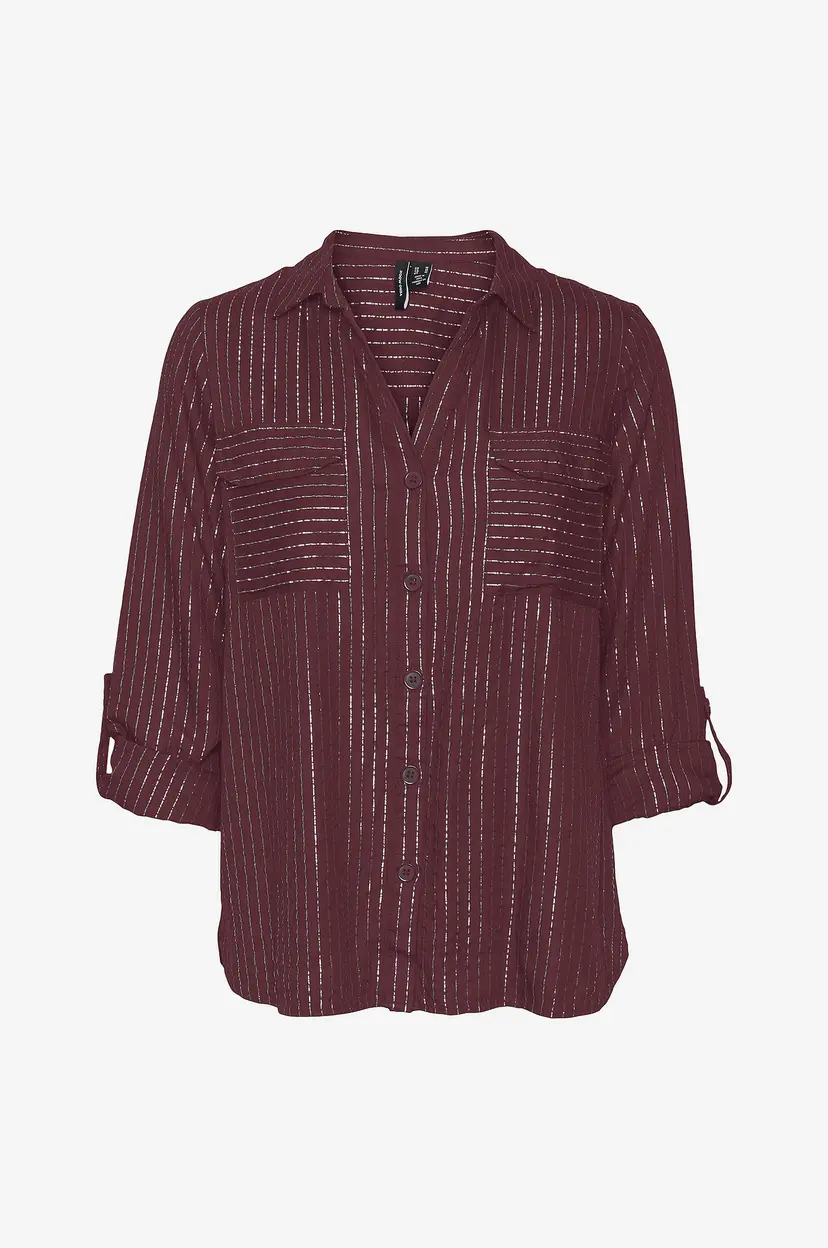 Vero Moda Curve Bluse vmcBumpy LS Glitter Shirt Wvn GA CU - Rød
