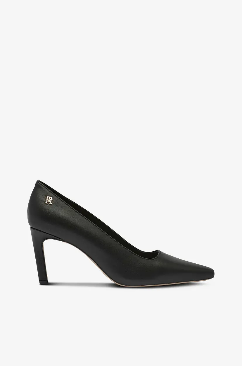 Tommy Hilfiger Pumps TH Logo Leather Pump Slanted HL - Svart