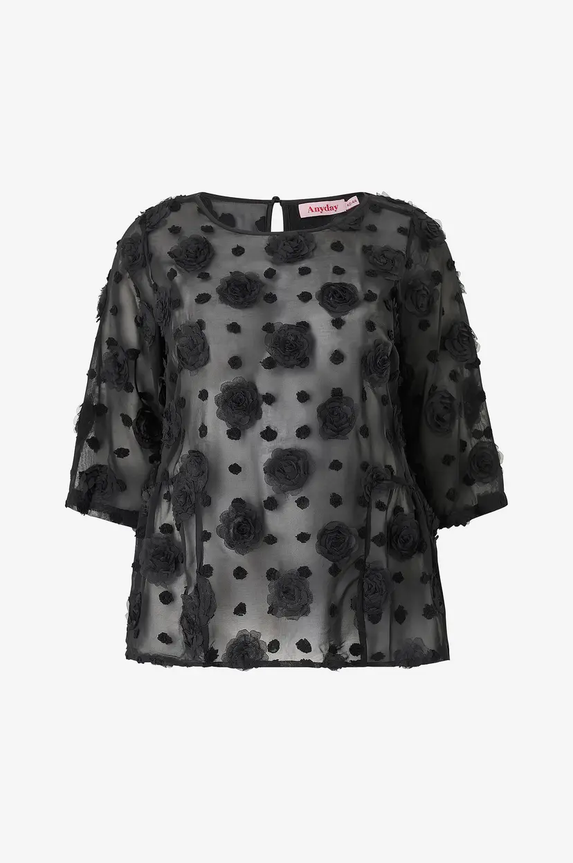 Anyday Kortermet bluse Any-Ayani 495 - Blouse - Svart