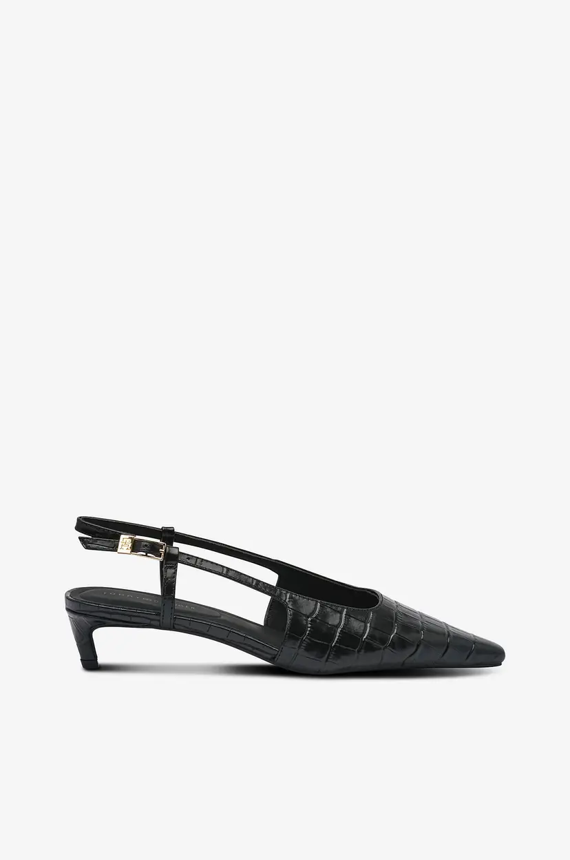 Tommy Hilfiger Slingbackser Croc Slanted Heel - Svart