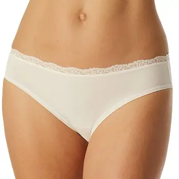 Schiesser Schiesser Truser Unique Cotton Rio Brief With Lace Krem bomull 36 Dame