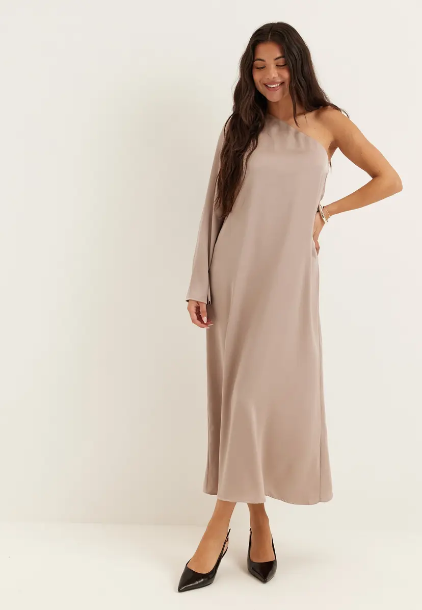 Bubbleroom Satin One Shoulder Dress