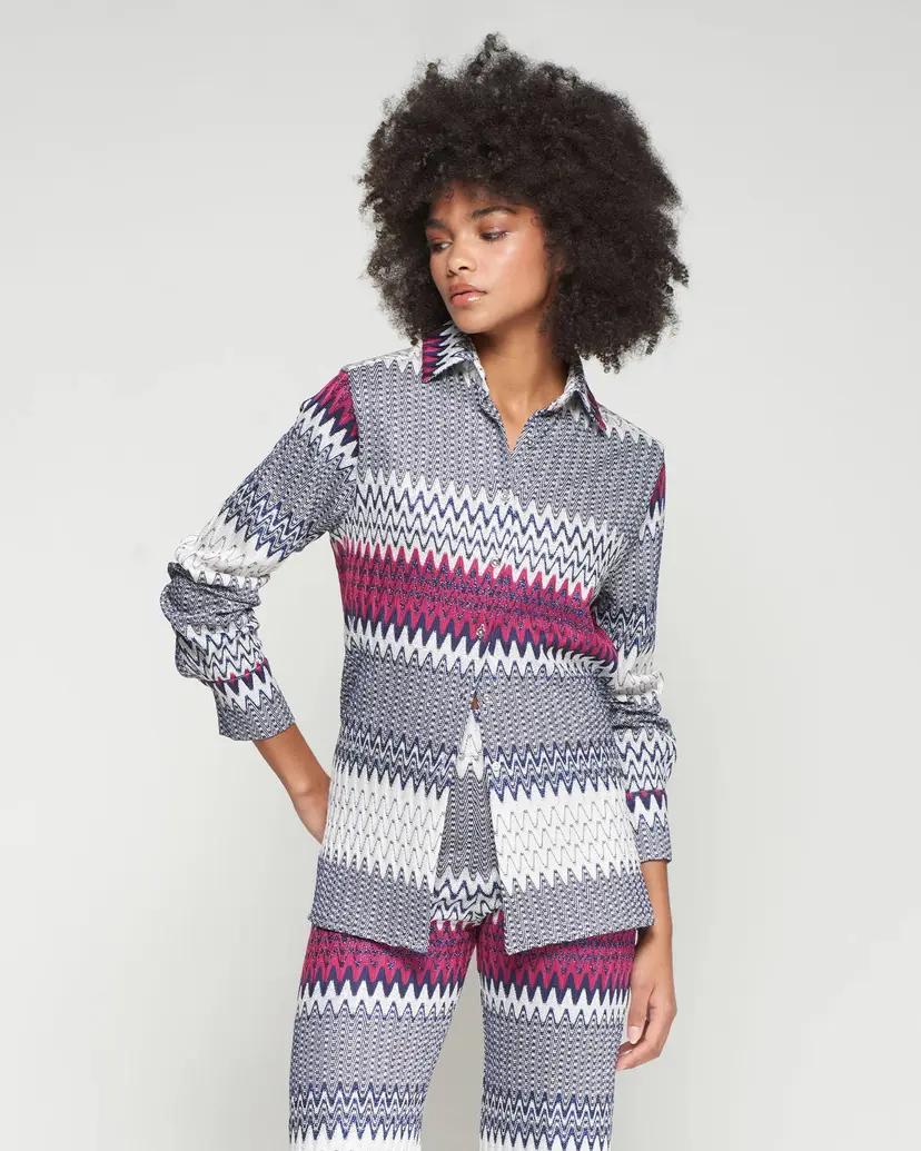 VilaGallo VilaGallo Mariela Marino Plata Jacquard Multicolour Shirt