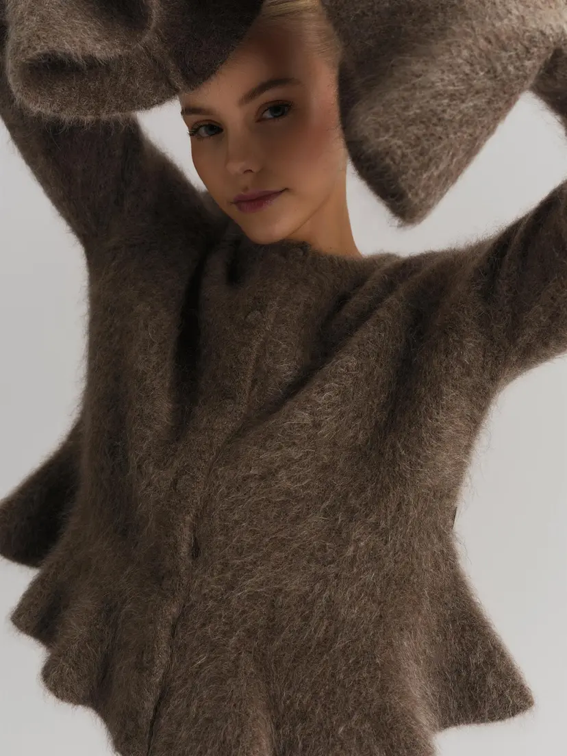 ella&il Maren Chunky Cardigan Brown - L