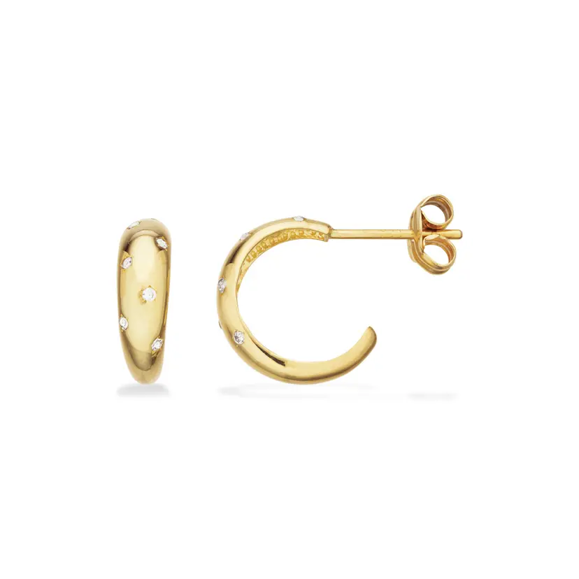 Scrouples Scrouples - 8 karat guld måneformet creoler med sten af zirkonia - 123023