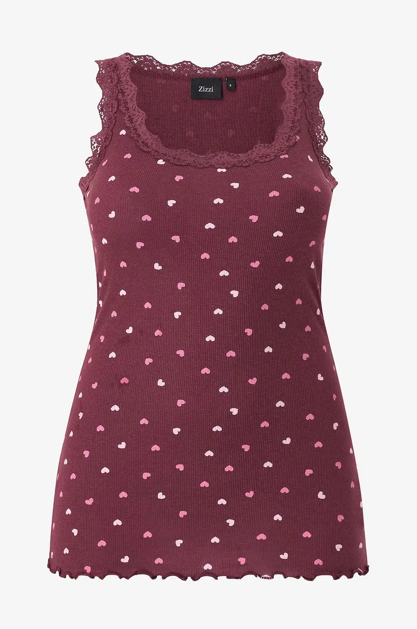 Zizzi Singlet mLiv S/L Aop Top - Rød