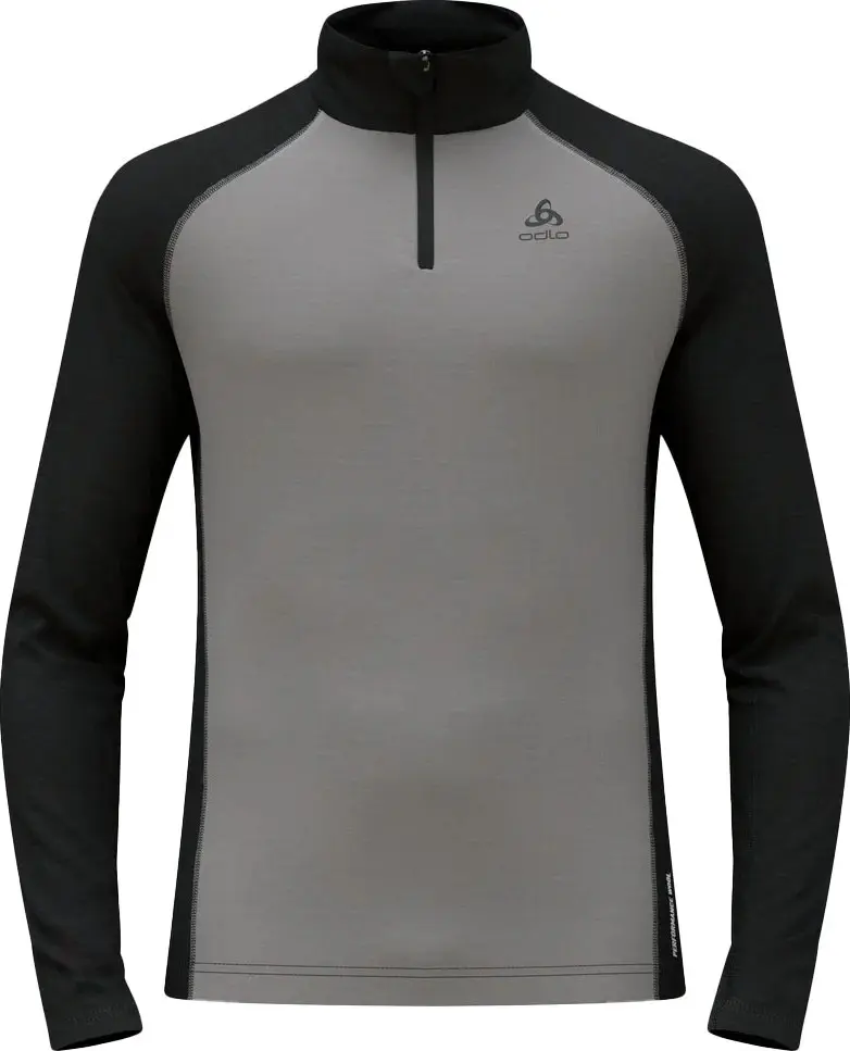 Odlo Odlo Men's Tn Long Sleeve Halfzip Natural  Grey Melange - Dark Grey Melange