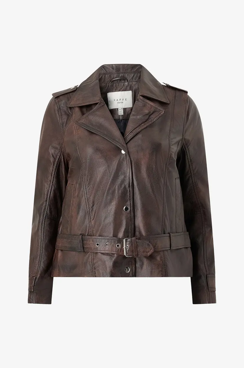 KAFFE Curve Biker jakke Kcrissa Leather Jacket - Svart