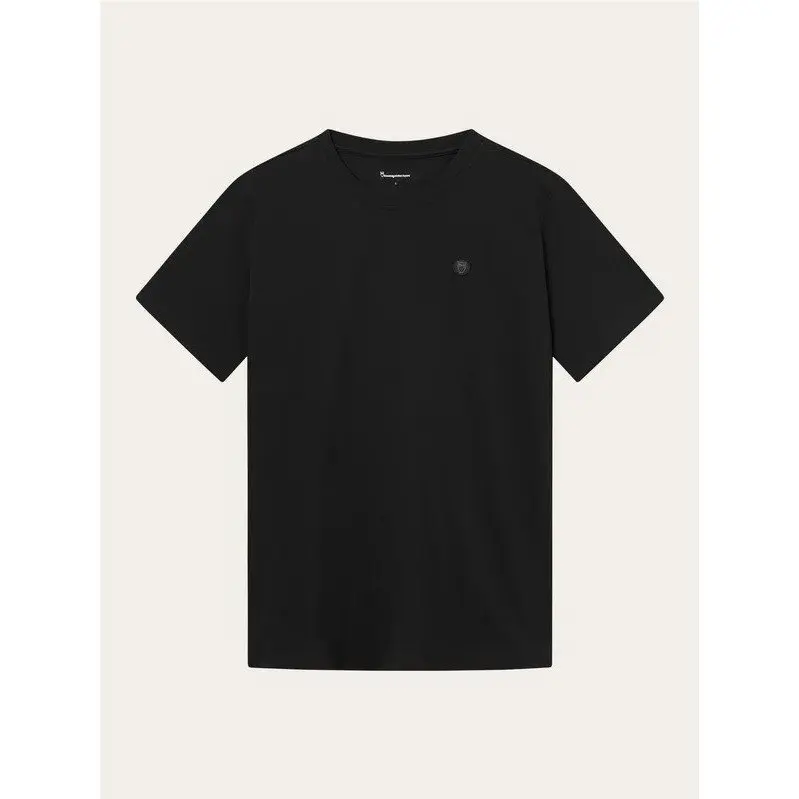 KnowledgeCotton Apparel KnowledgeCotton Apparel LOKE badge tee - Regenerative Organic Certified Black Jet